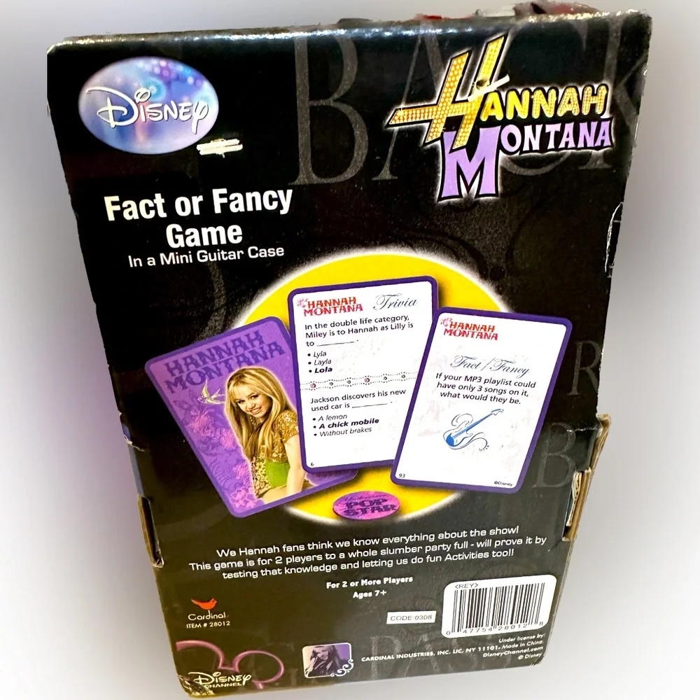 VTG HANNAH MONTANA FACT OR FANCY GAME MINI ZIP STORAGE GUITAR CASE MILEY CYRUS